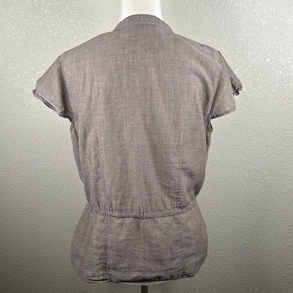 Merona Brown Button Down Drawstring Waist Top Size Large - Picture 3 of 5